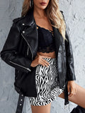 Spring Autumn Moto Jacket Women High Street PU Leather Jacket Womens Coat Turn-down Collar Faux Leather jackets