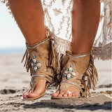 Women's Retro Sandals Gladiator Ladies Clip Toe Vintage Boots Casual Tassel Rome Fashion Summer Woman Shoes Female 2020