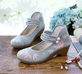 Breakj Heels Single Shoes Lady Spring And Summer Style Retro Embroidered Cloth Shoes National Wind Female Chinese Wind Cheongsam