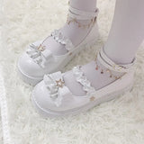 NEW kawaii Lolita shoes cute star buckle Japanese JK uniform shoes sweet low-heel Mary Jane shoes college girls bow women
