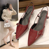 Breakj Temperament Sharp Leather-Skinned Sandals 2025 New Fairy Style Retro Fine Behind The Empty Sandals
