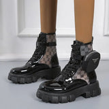Breakj New Large-Size Ladies Pocket Locomotive Boots Female British Wind Thick Bottom With Short Barrel Knight Martin