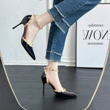 Breakj Bare Pointed Beautiful High Heels Women 2025 New Spring And Summer Willows Sexy Sandals Rivet Single Shoes