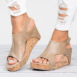 Breakj Spring And Summer New Rivet Slope And Fish Mouth Sandals Women Large Size Waterproof Table Hollow High Heel Women