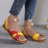 for Women 2024 Summer New Women's Flat Bottom Roman Sandals with Non Slip Rubber Soles Fashion Ladies Daily