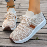 Breakj New Large-Size Women's Thick-Bottomed Flying Sneakers Comfortable Breathable Running Sneakers