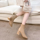 Boots 2023 New Women's Boots Winter Head Back Zipper Short Boots Women's Thick Heels Children's