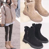 Snow Boots Women 2023 Winter Warm Fashion Designer Platform Boots Gladiator Non-slip Plush Flats Shoes Fur Boots Plus