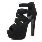 High Heel Women's Shoes 14Cm Ultra High Thick Heel Summer Sandal Model Runway Show Stage Performance