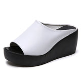Breakj Women 2025 New Slope And Cool Slippers Summer Loose Cake Thick Bottom Fish Mouth