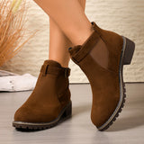 Breakj Short Boots Women's New Short-Box Retro Coarse And Flat-Bottomed Martin Boots Side Zipper British Style Women's