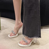 Breakj Sandals Women's Summer 2025 New Out-Of-Crystal Diamond Thick-Bottom Fairy Fairy-Selds Sexy Crystal Coarse And Cool