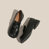 Breakj New Thick Heel British Style Retro Shallow Single Shoes Platform Lazy Loafers Women Korean Version Of Small Leather Shoes