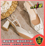 Breakj Yards Large-Size Women's Shoes 41 Fat Summer Thick Heel With Sandals Women's Pointed Korean Version Of Shallow Roman