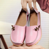 Leather Shoes Flat Bottom Ladies Casual Mom Shoes Soft Loafers Women's Shallow Summer Comfort Flats Nursing Shoes