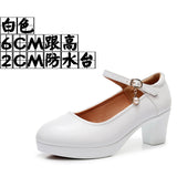 Breakj 6Cm Silver Heeled Show Shoes Thick-Singing Leather Shoes Thick-Soled Model Single-Shoe Large-Size Working
