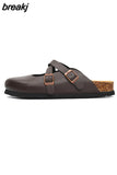2023 New Summer Women Cork Slippers Buckle Non-slip Casual Closed Toe Sandals