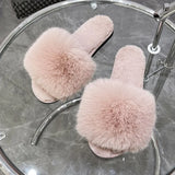 Breakj Autumn And Winter New Wool Slippers Fashion One-Line Home Indoor Cotton Slippers Women's