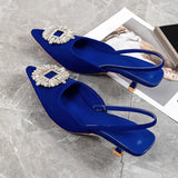 Breakj Pointy Thin Heel High Heel Sandals Women's Feel Buckle Back Strap Pearl Heels Female Heels