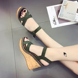 Breakj New Heel One Word Button Suede Exposed Toe Sandals Women's Waterproof Ighten Belt Buckle Women's