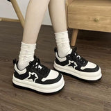 And White Star Thick-Soled Toe Shoes Wide-Headed Women's 2023 New High-Looking Fashionable Korean Version Of Shoes Sports Small White