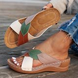 Breakj Summer Thick-Soled Slippers Women's Shoes Large-Size Cross-Slips Beach Shoes Color Fish Mouth