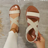 Breakj Size Sandals Women's Flat Shoes Spring / Summer 2024 New Shoes Roman Shoes Beach Shoes One Word Women's
