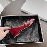 Shoes Female Spring And Autumn New Square Head Shallow Flat Shoes Women's College Wind Mary Jane Shoes Women Lacquer Leather Small Single Shoes
