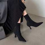 Breakj Short Boots Women Autumn And Winter Commute High And Bare Boots Korean Version Of Thin Skinny Boots Tips And Elastic Socks