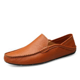 Fashion Leather Men Shoes Casual Breathable Loafers Men Genuine Leather Moccasins Flat Men Shoes Waterproof