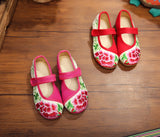 Breakj Shoe Box Girls Embroidered Cloth Shoes, Flat Single Shoes, Children's
