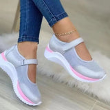 New Casual Single Shoes Women's Thick Soles Flying Weave Breathable Velcro Leisure Mesh Large Size Women's