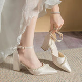 Breakj Temperament Famous High Heeled Shoes Head Coarse Heel Sandals Women 2025 Summer New Word With Hollow Single