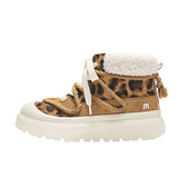 Breakj Shoes Classic Yellow Boots Winter Thick Warm Cotton Shoes Short Barrel Snow Boots Men And Women The Same Leopard-Print Martin