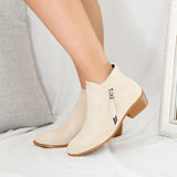 Boots Autumn PU Leather Chunky Heels Ankle Boots Fashion Pointed Toe Short Boot Zipper Casual Winter Boots Plus Size