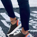 Lace Up PU Leather Flats Shoes Ladies Platform Fashion Vulcanized Shoes Female Crocodile Pattern Casual Footwear