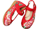 Breakj Shoe Box Girls Embroidered Cloth Shoes, Flat Single Shoes, Children's