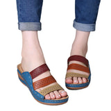 Sandals 2023 Summer New Slope Heel Color One-Word Women's Sandals Wish Out Of