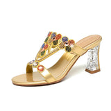 Slippers Women Wear Fashionable Water Drill Sandals Summer New Open-Toed Sandals Low-Heeled