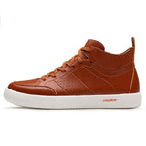 Men Causal Shoes Leather High Top 2019 New British Style Skateboarding Sneakers Male Vulcanized Off White