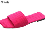 Size 42 Slippers Women Fashion Flat Casual Shoes Green Outdoor Walking Slides 2023 New Female Peep Toe Lightweight