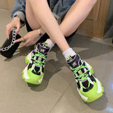 Blue Sneakers Women Spring 2021 PU Leather Ladies Platform Shoes Height Increasing Fashion Solid Color Chunky