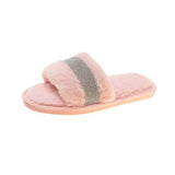 New Wool Mop Indoor Home Plush Slippers Warm Flat Bottom Rhinestone 43 Large