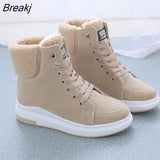Women Shoes Fashion Botas Mujer 2021 Winter Warm Ankle Short Boots Female Footwear Lace Up Flat Platform Casual Ladies Shoes