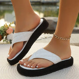 Breakj Bottom Flip-Flops Female 2024 Summer New Large Size Recreational Thick Bottom Clip Toe Slippers