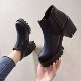 Breakj And Autumn 2023 New Thick Heel Short Boots Women's Waterproof High Heel Shoes Thick Soles Of Single Boots British Martin