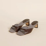Mid-heel All-in-one Korean Version Sandals High Heels Women's Summer Leopard Print Wear Women's Square Heels Chunky