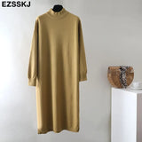 Autumn Winter oversize loose long thick Sweater Dress Women long Sleeve straight maix Dress female warm long knit