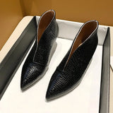 Spring and Autumn New Fashion Solid Color Plaid Leather Top Pointed V-shaped Outwear Women High Heels Women's