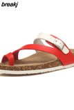 2023 New Women Summer Cork Slippers Casual Slip on Beach Outside Slides Flip Flops